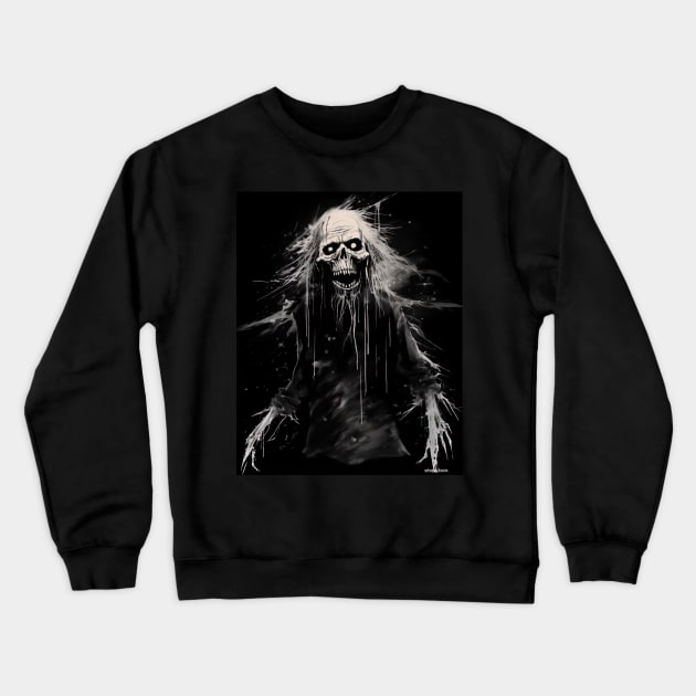 dead old hairy zombie, halloween design Crewneck Sweatshirt by Maverick Media